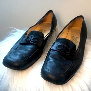 SALVATORE FERRAGAMO | Womens Black Italian Leather FERRAGAMO Heeled Flats